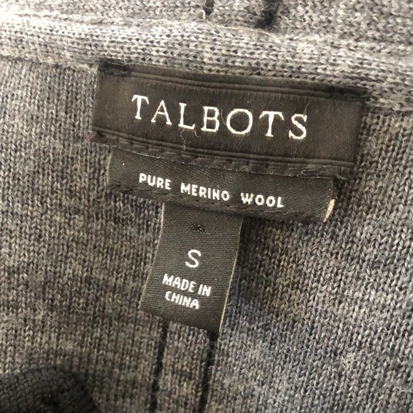 Talbots Merino Wool Open Concept Long Cardigan Sz. S Herringbone Black Gray - Picture 5 of 6
